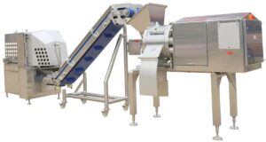 Frozen meat dicing line