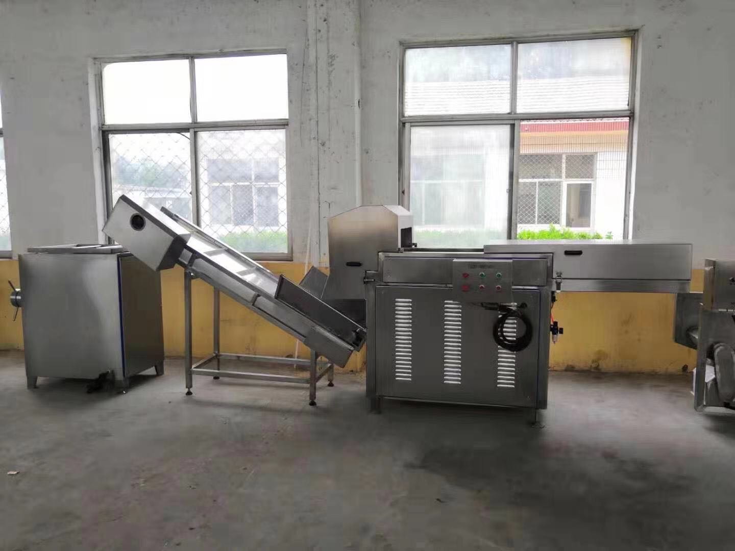 Frozen meat block processing line