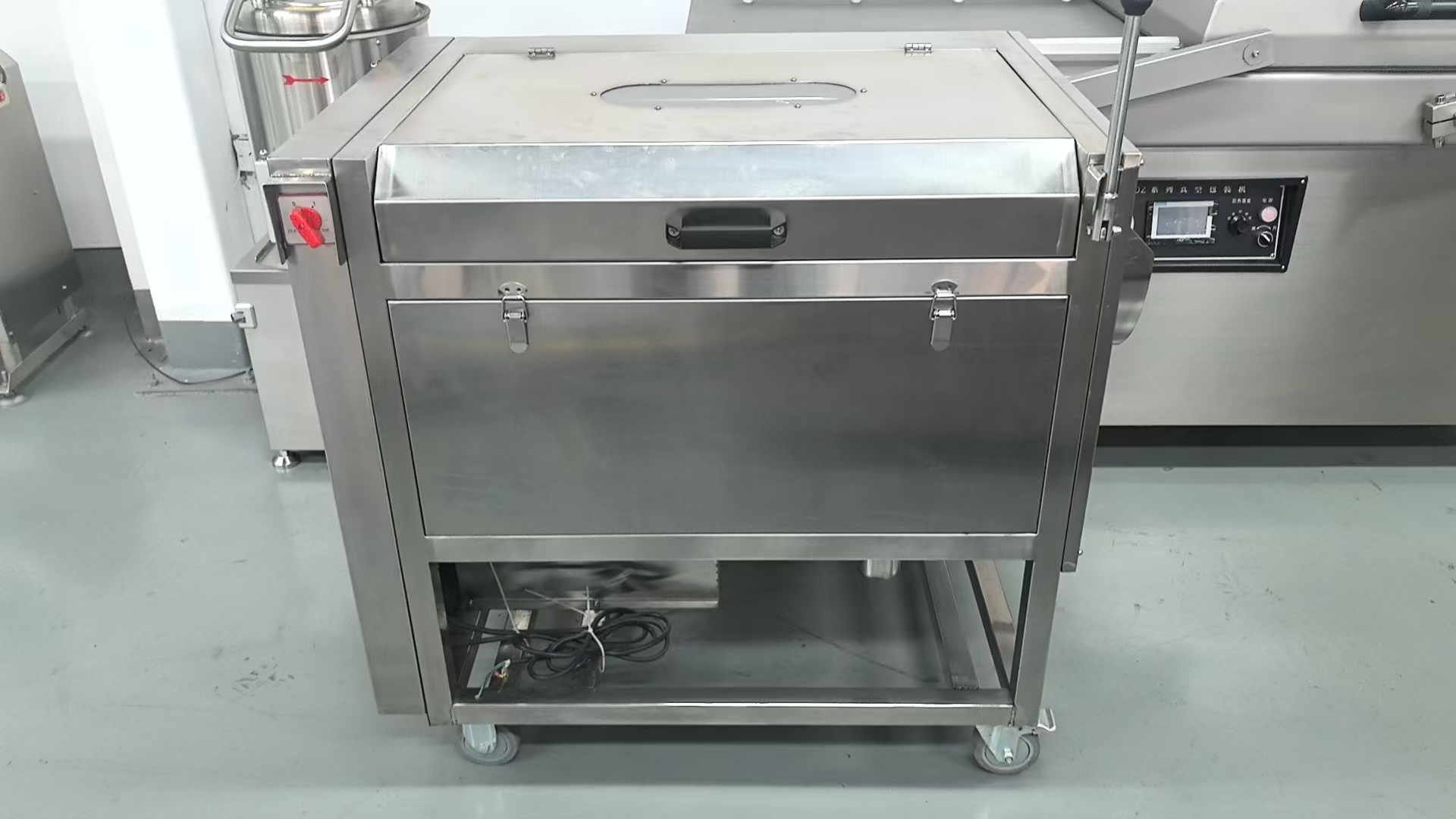 Brush washing and peeling machine